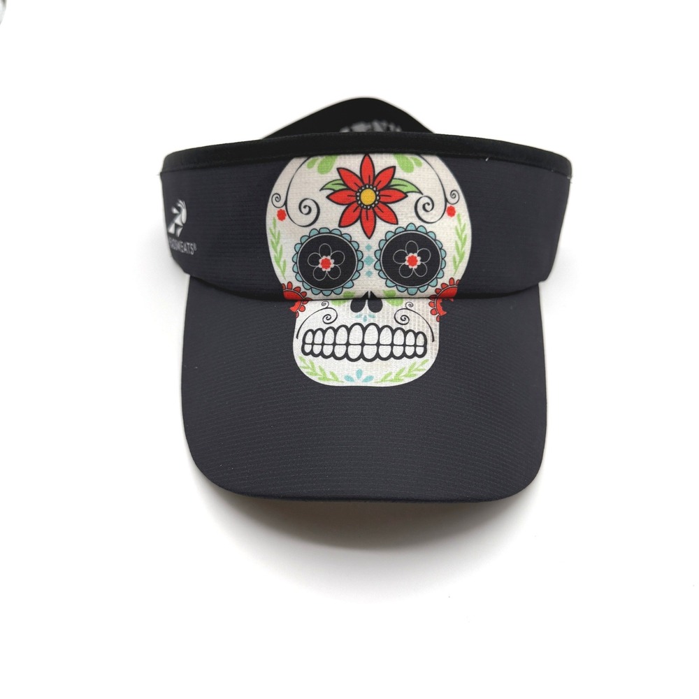 Headsweats Visor Unisex One Size Black Sugar‎ Skull Performance Running Golf